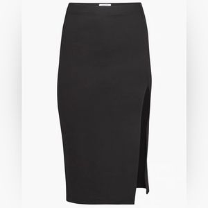 Aritzia Black Midi Pencil Skirt with Side Slit